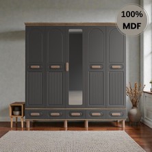 Flances Pera 5 Kapaklı Çekmeceli Mdf Gardırop