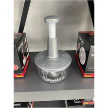 Feyza Design Paslanmaz Çelik 3 Bıçaklı El Rondosu, Sebze ve Meyve Doğrayıcı Gümüş