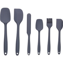 Feyza Design Isıya Dayanıklı Silikon Spatula Seti, 6 Parça, Siyah, Yapışmaz ve Dayanıklı