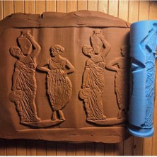 Feyza Design 17 cm Yunan Seramik Doku Rulosu, Polymer Kil Desenli Oklava