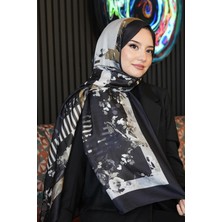 Afvente Retro Çiçek Desen Bej Soft Pamuk Şal