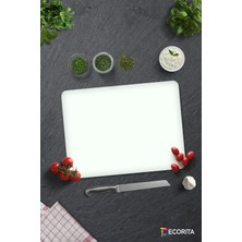 Feyza Design Beyaz Cam Kesme Tablası, 30X40 Cm, Şık ve Dayanıklı Mutfak Gereci