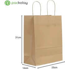 Kraft Çanta İçten Saplı Baskısız 25x12x31 cm Doğal Kahverengi 10'lu