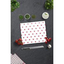 Feyza Design Şeffaf Cam Kesme Tahtası, Kalp Desenli, 29X34 cm