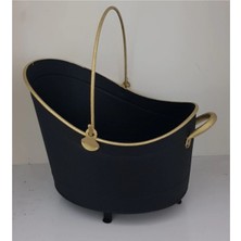Özgürce Şömine Odun Kovası Siyah Gold 45 Cm, Şık ve Kullanışlı Tasarım