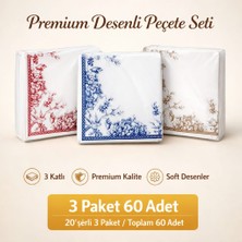 CKM Silikon 3 Paketblanc Premium Kuş Desenli Davet Sofrası Peçetesi
