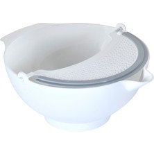 Feyza Design Beyaz Renk Sıyırıcılı ve Süzgeçli Çok Amaçlı Mutfak Kasesi