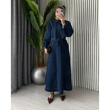 Molly Nelly Kadın Dikişli Kot Takım Kurdela Detaylı Etek Bluz Kombin Lacivert