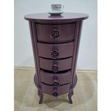 Bengi Ankara Mobilya Şifonyer Şeker 90606 Aslan Lükens Model 5 Çekmece 1 Adet Parlak Pembe Porselen Kulp Kayın