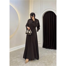 Molly Nelly Kadın Pileli Tesettür Dikiş Detaylı Uzun Kloş Elbise