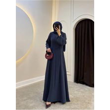 Molly Nelly Kadın Pileli Tesettür Dikiş Detaylı Uzun Kloş Elbise