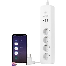 Nif Bilişim Neutron NTL-SW07 Akıllı Priz Wi-Fi Destekli 4'lü Akım Korumalı Priz 2 USB 1 Type C Girişi her Priz Ayrı Ayrı Kontrol