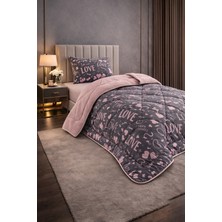 Teksnil Home Tek Kişilik Yorgan Seti Love Desenli Welsoft,anti Alerjik,çift Taraflı (Yorgan + 1 Yastık Kılıfı)