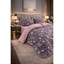 Teksnil Home Çift Kişilik Yorgan Seti Love Desenli Welsoft,anti Alerjik,çift Taraflı (Yorgan + 2 Yastık Kılıfı)
