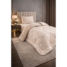 Teksnil Home Tek Kişilik Yorgan Seti Bej Etnik Desenli Welsoft,anti Alerjik,çift Taraflı (Yorgan + 1 Yastık Kılıfı)