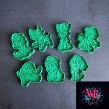 Feyza Design 7'li Dev Paw Patrol Kurabiye Kalıbı ve Şeker Hamuru Şekillendirici Set