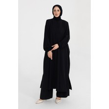 Kadeem Giyim Mercan Tunik Pantolon Takım Viskon Yıldız Kumaş Siyah- 422607