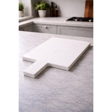 Feyza Design Modern Beyaz Mermer Sunum ve Kesme Tahtası, Şık ve Kullanışlı Tasarım