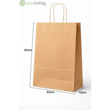 Baskısız Kraft Çanta İçten Saplı 41x12x32 cm Doğal Kahverengi 250 Adet