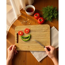 Feyza Design Doğal Ahşap Kesme ve Servis Tahtası 24X34CM, Ekmek ve Sunum Için Ideal