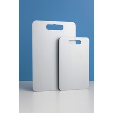 Feyza Design Paslanmaz Çelik Kesme Tahtası, 2 Adet, Sağlıklı ve Dayanıklı Set