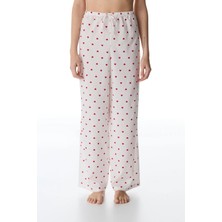 Penti Kırık Beyaz Red Hearts Pamuklu Pantolon Pijama Altı