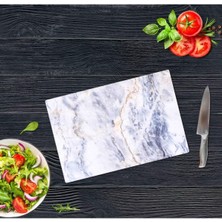 Feyza Design 20X30CM Mavi Mermer Görünümlü Cam Kesme Tahtası