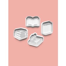 Feyza Design Kitap Temalı Kurabiye ve Şeker Hamuru Kalıbı 4'lü Set