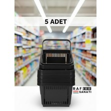 Raf Sanatı 5 Adet / 22 Litre Plastik Market Alışveriş Sepeti Profesyonel Market Mağaza El Sepeti