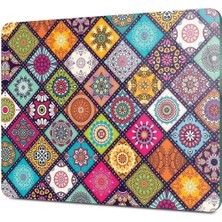 Feyza Design Renkli Mandala Desenli Kare Cam Kesme Tahtası 30X40 cm