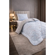 Teksnil Home Tek Kişilik Yorgan Seti Mavi Etnik Desenli Welsoft,anti Alerjik,çift Taraflı (Yorgan + 1 Yastık Kılıfı)