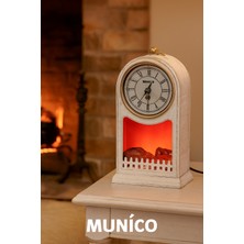 Özgürce LED Işıklı Saatli Şömine, Kompakt Tasarım, Masa Üstü Dekoratif Aydınlatma