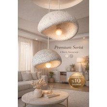 Hayal Home Japandi Style 2'li Sarkıt Avize Orijinal Beton Avize Dekoratif Kaplamalı 30/30 cm Tam Takım