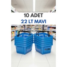 Raf Sanatı 10 Adet / 22 Litre Plastik Market Alışveriş Sepeti Profesyonel Market Mağaza El Sepeti