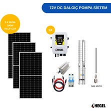 Hegel Dc Pompa 3 Adet Güneş Paneli ile Çalışan 72V Dc Pompa Sulama Paketi-Max.90 Metre-Max.4m³
