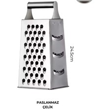 Feyza Design 4 Taraflı Büyük Boy Paslanmaz Çelik Rende Çok Fonksiyonlu