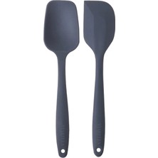 Feyza Design Gri Silikon Kaşık ve Spatula Seti 27CM, Isıya Dayanıklı, Yanmaz, Yapışmaz