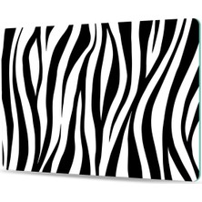 Feyza Design Zebra Desenli Cam Kesme ve Sunum Tablası 30X40 Cm, Şık Mutfak Aksesuarı