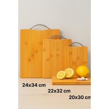 Feyza Design 3'lü Bambu Kesme Tahtası Seti, Çok Amaçlı Doğrama Tahtası