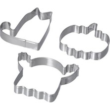 Feyza Design Paslanmaz Çelik Kurabiye Kalıbı Seti, Karışık Şekiller, 3 Parça