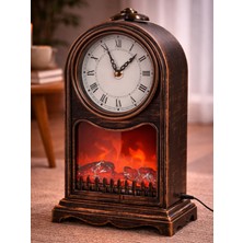 Özgürce LED Işıklı Saatli Dekoratif Masa Üstü Şömine, Şık ve Şık Atmosfer Sağlar