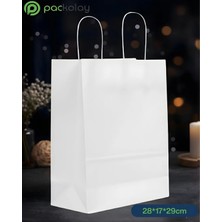Baskısız Kraft Çanta İçten Saplı 28*17*29 cm Doğal Beyaz 250'li