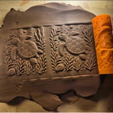 Feyza Design 10 cm Kaplumbağa Seramik ve Polymer Kil Desen Oklava Doku Rulosu