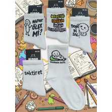 Hippo 5 Çift Yazılı Neşeli Kolej Tenis Çorap Dikişsiz Coton