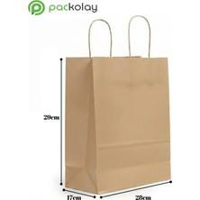 Baskısız Kraft Çanta İçten Saplı 28*17*29 cm Doğal Kahverengi 250'li