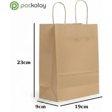 Kraft Çanta Küçük Boy Hediyelik Kağıt Çanta 19x9x23 cm Doğal Kahverengi 50'li