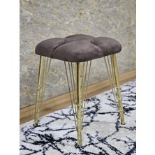 Sevinç Mobilya Kare Gold Kaplama Telli Ayaklı Tabure - Oturak - Bar Taburesi - Ayaklı Tabure