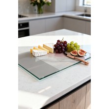 Feyza Design Şık Mermer Desenli Cam Kesme Tahtası 25X35 cm