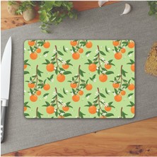 Feyza Design Orange Desenli Cam Kesme Tahtası 25X35, Şık ve Dayanıklı Kullanım