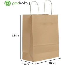 Kraft Çanta 20x10x22 cm Doğal Kahverengi–Dayanıklı, Büküm Saplı, Çok Amaçlı Kağıt Çanta 5'li